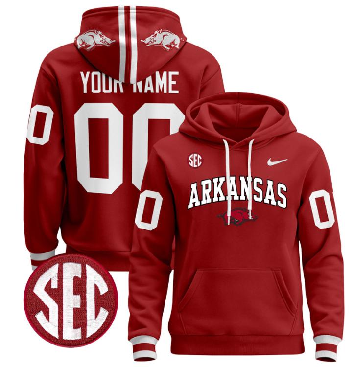 Unisex Custom Arkansas Razorbacks Football Hoodie All Stitched