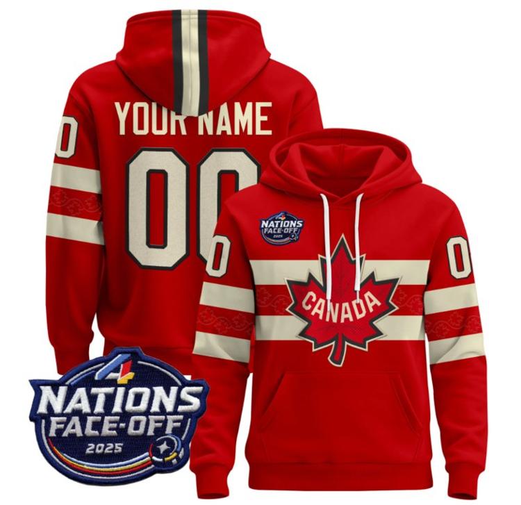 Unisex Custom Canada 4 Nations Face Off 2025 Hockey Hoodie All Stitched