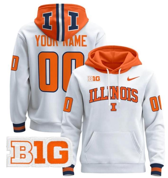 Unisex Custom Illinois Fighting Illini Football Hoodie All Stitched