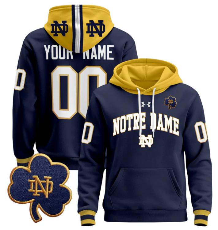 Unisex Custom Notre Dame Fighting Irish Football Hoodie All Stitched