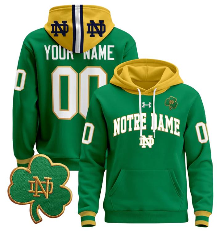 Unisex Custom Notre Dame Fighting Irish Football Hoodie All Stitched
