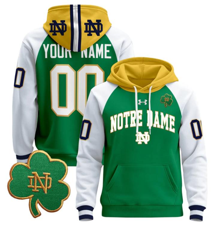 Unisex Custom Notre Dame Fighting Irish Football Hoodie All Stitched