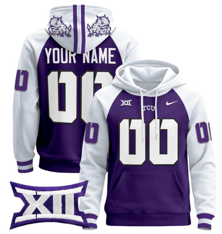 unisex custom TCU horned frogs hoodie all stitched