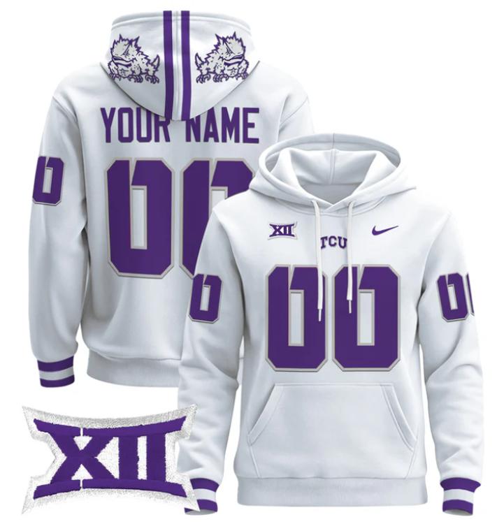 unisex custom TCU horned frogs hoodie all stitched