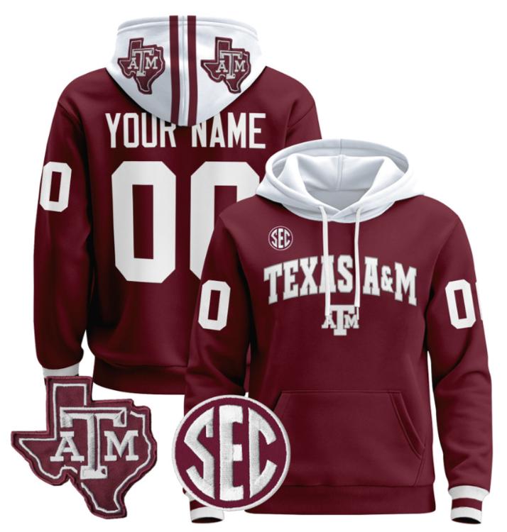 unisex custom texas A&M aggies hoodie all stitched
