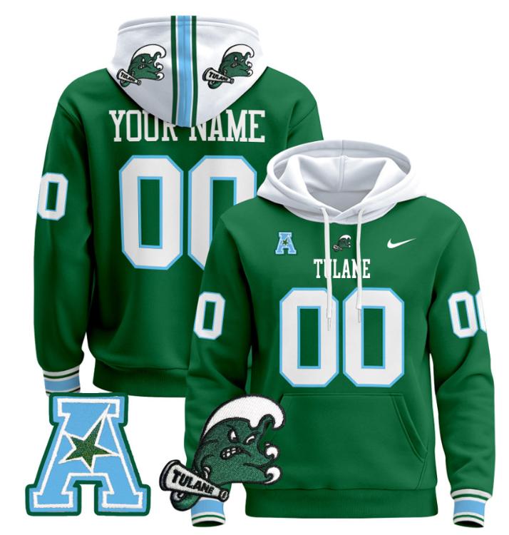 unisex custom tulane green wave hoodie all stitched