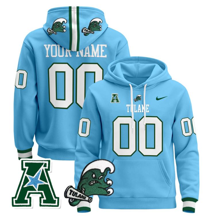 unisex custom tulane green wave hoodie all stitched