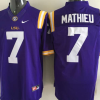 2015 LSU Tigers #7 MATHIEU Purple Stitched Jersey