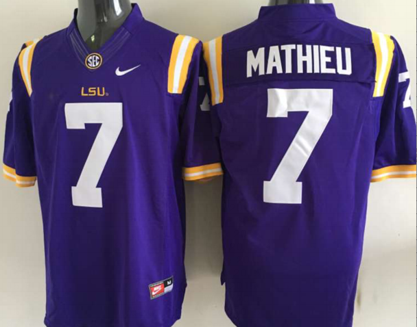 2015 LSU Tigers #7 MATHIEU Purple Stitched Jersey
