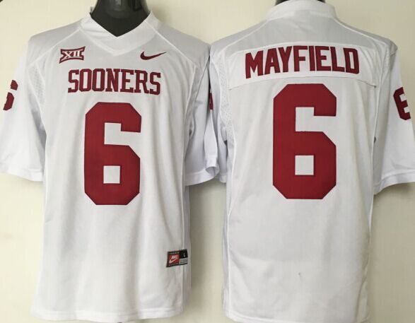 2015 Oklahoma Sooners #6 Mayfield White Stitched Jersey
