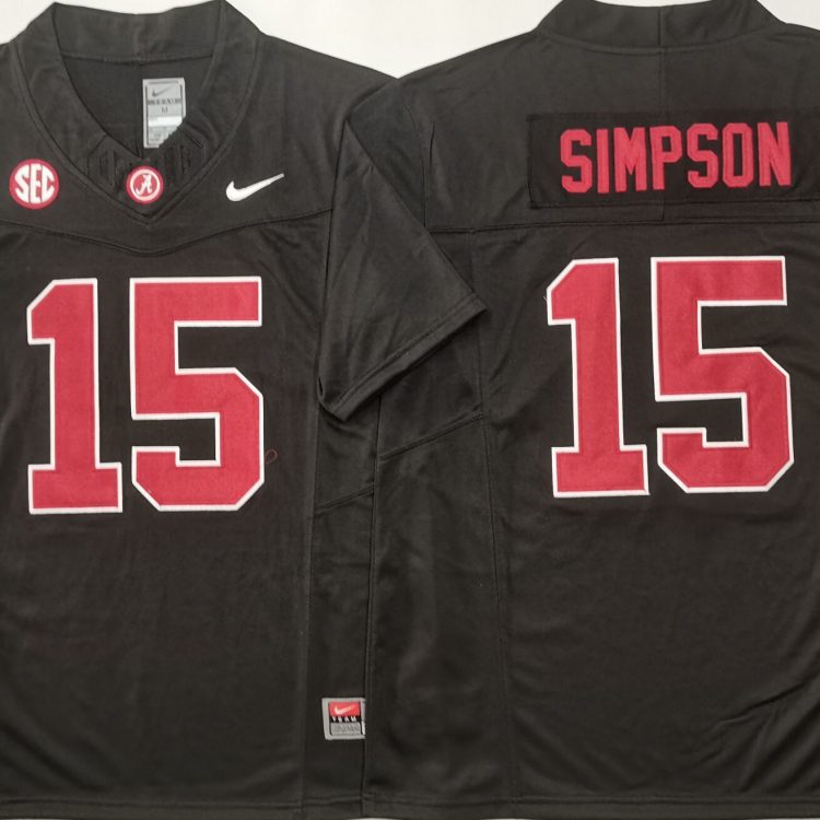 Alabama Crimson Tide Black #15 SIMPSON Stitched Jersey