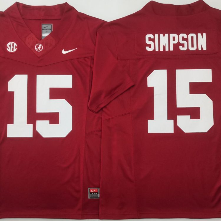Alabama Crimson Tide Red #15 SIMPSON Stitched Jersey
