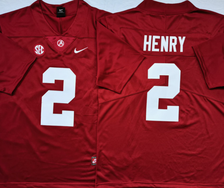 Alabama Crimson Tide Red #2 HENRY Stitched Jersey