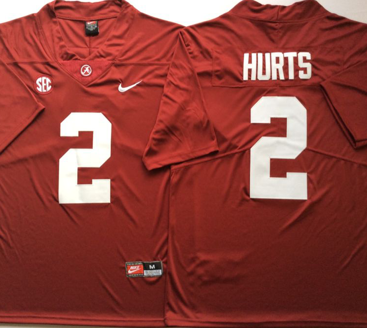 Alabama Crimson Tide Red #2 HURTS Stitched Jersey