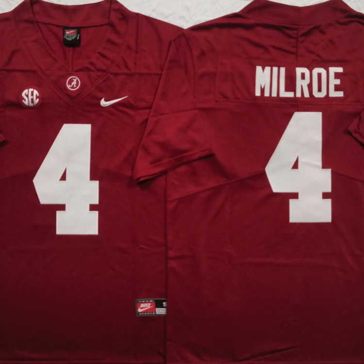 Alabama Crimson Tide Red #4 MILROE Stitched Jersey