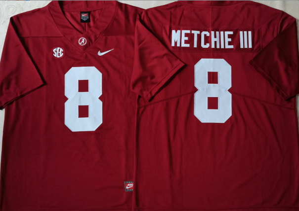 Alabama Crimson Tide Red #8 METCHIE III Stitched Jersey