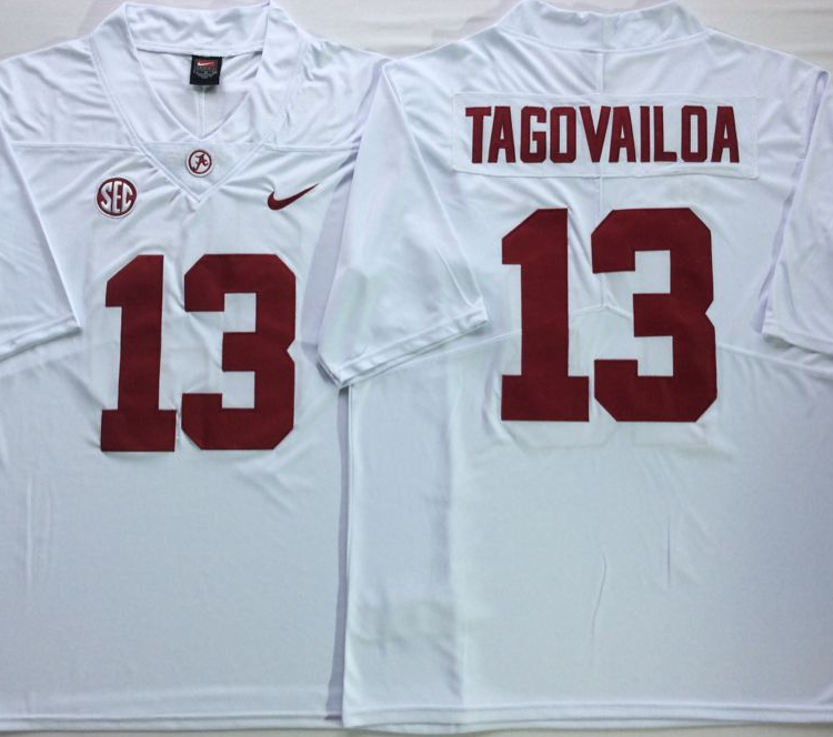 Alabama Crimson Tide White #13 TAGOVAILOA Stitched Jersey