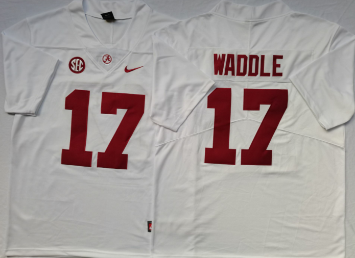Alabama Crimson Tide White #17 WADDLE Stitched Jersey