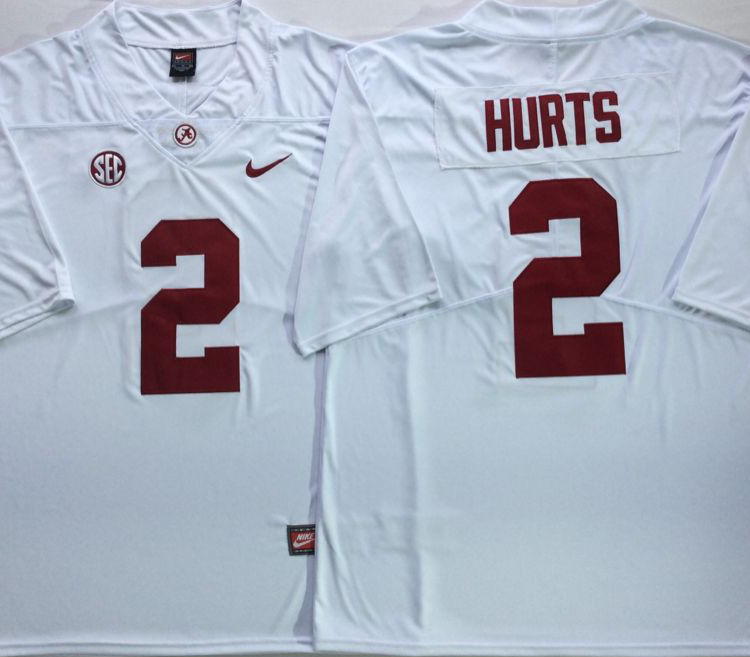 Alabama Crimson Tide White #2 HURTS Stitched Jersey