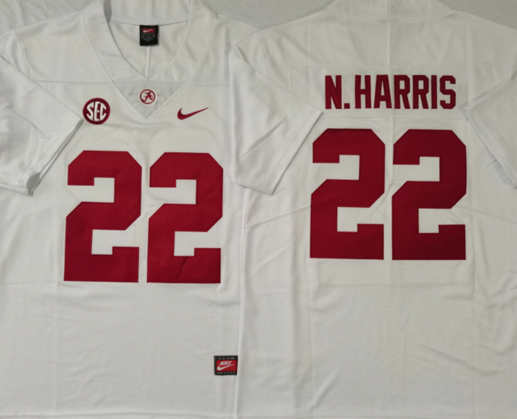 Alabama Crimson Tide White #22 N.HARRIS Stitched Jersey