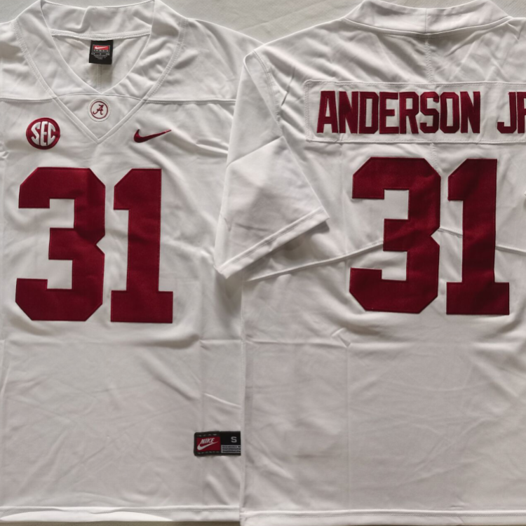 Alabama Crimson Tide White #31 ANDERSON JR. Stitched Jersey