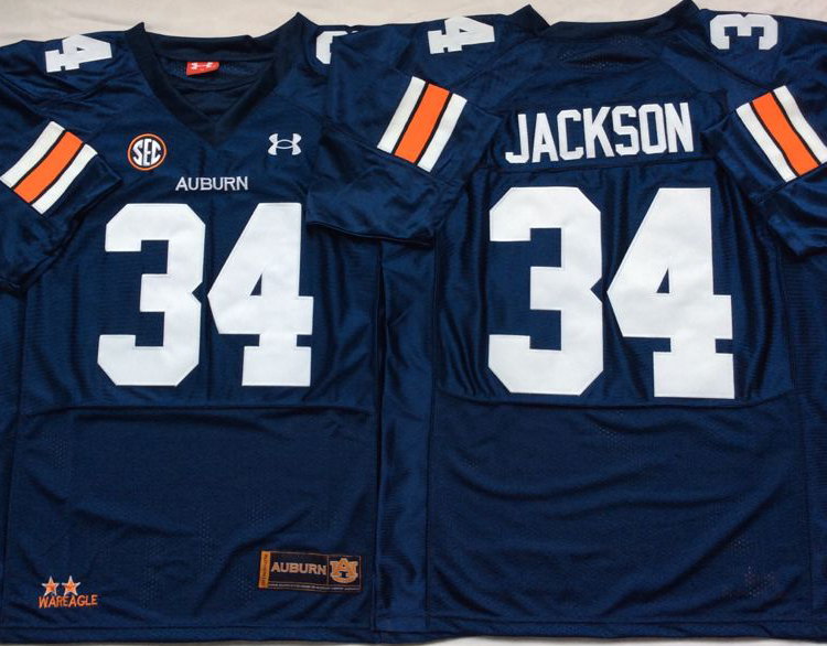 Auburn Tigers Blue #34 JACKSON Stitched Jersey