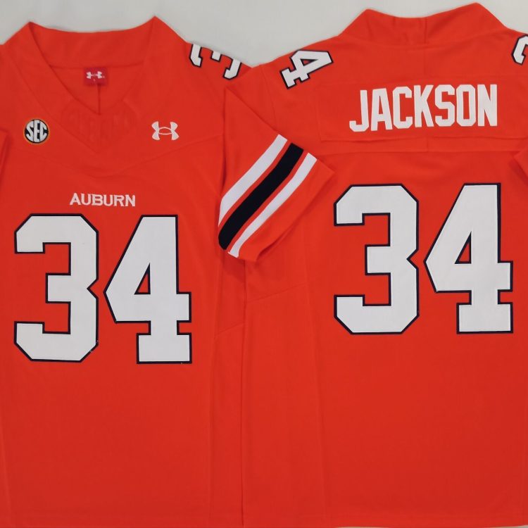 Auburn Tigers Orange #34 JACKSON Stitched Jersey