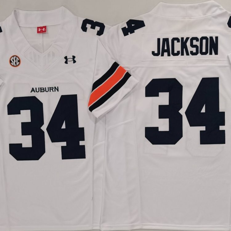 Auburn Tigers White #34 JACKSON Stitched Jersey