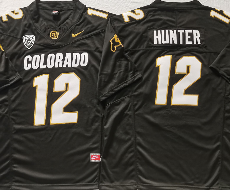 COLORADO BUFFALOES Black #12 HUNTER Stitched Jersey