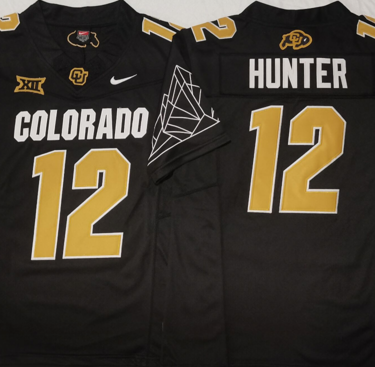 COLORADO BUFFALOES Black #12 HUNTER Stitched Jersey