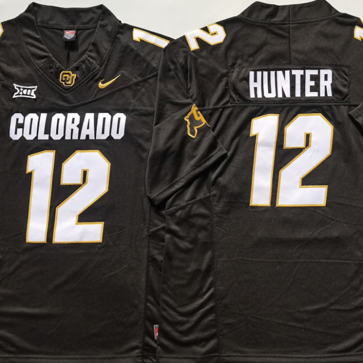 COLORADO BUFFALOES Black #12 HUNTER Stitched Jersey
