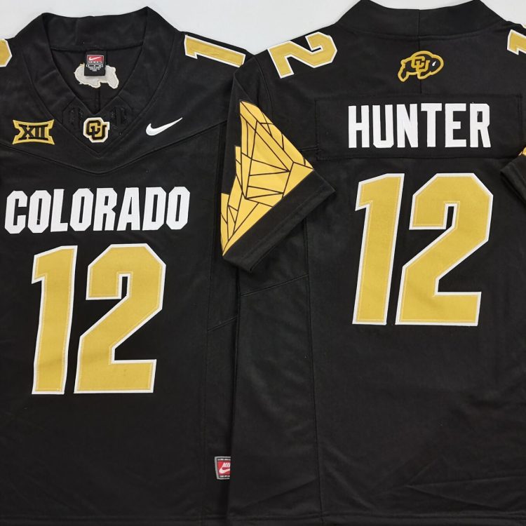 COLORADO BUFFALOES Black #12 HUNTER Stitched Jersey