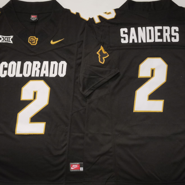 COLORADO BUFFALOES Black #2 SANDERS Stitched Jersey