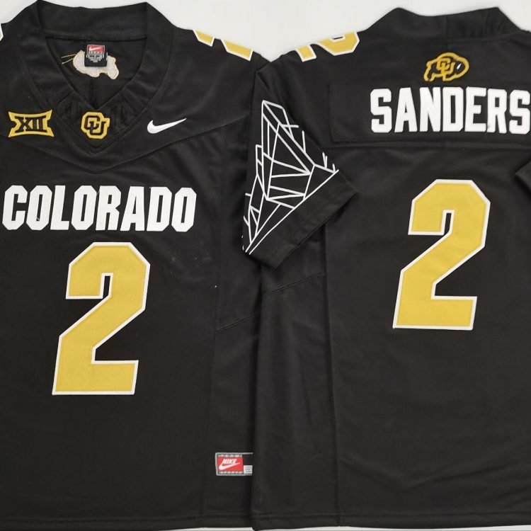 COLORADO BUFFALOES Black #2 SANDERS Stitched Jersey