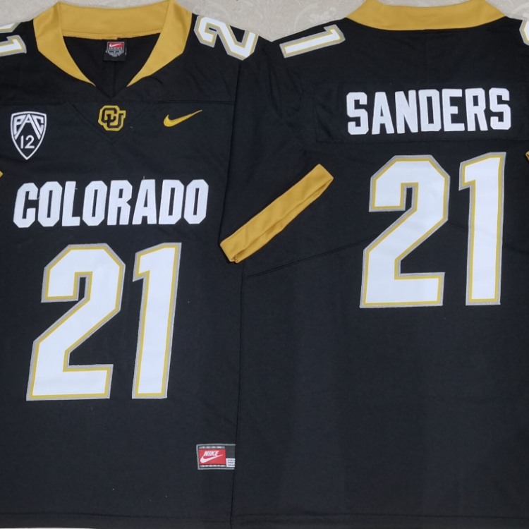 COLORADO BUFFALOES Black #21 SANDERS Stitched Jersey