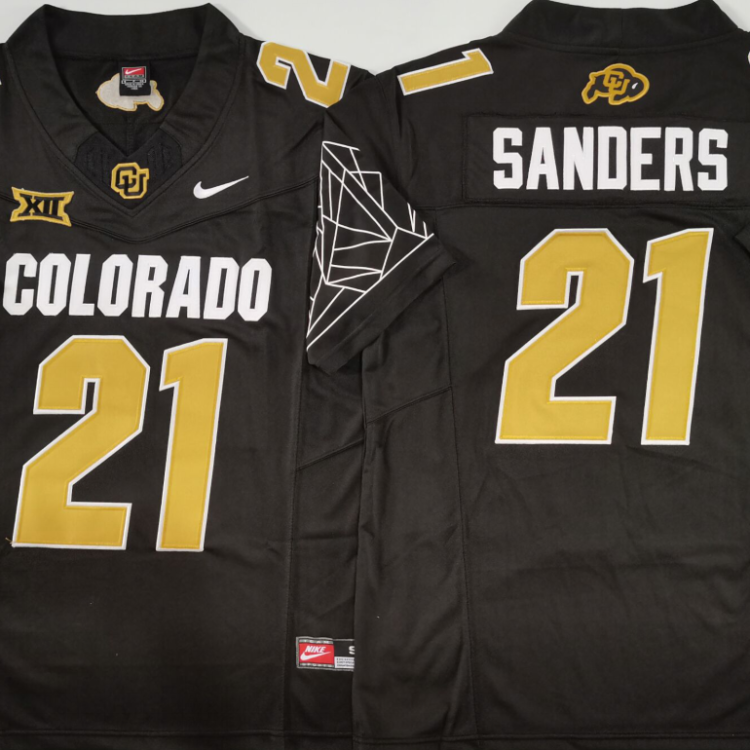 COLORADO BUFFALOES Black #21 SANDERS Stitched Jersey