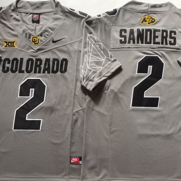 COLORADO BUFFALOES GRAY #2 SANDERS Stitched Jersey