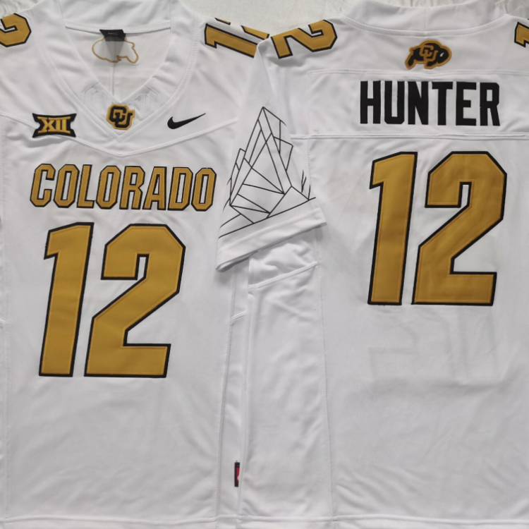 COLORADO BUFFALOES White #12 HUNTER Stitched Jersey