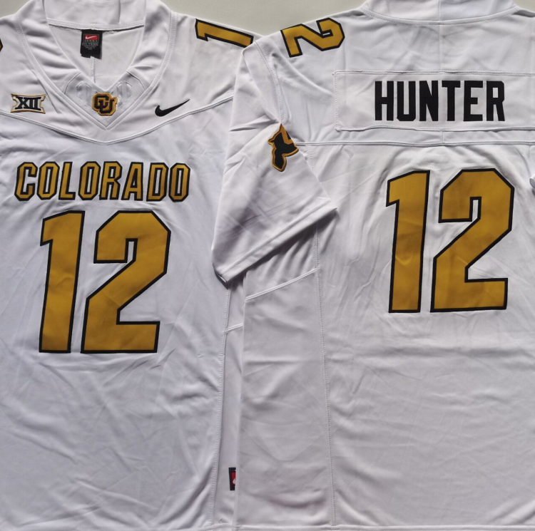 COLORADO BUFFALOES White #12 HUNTER Stitched Jersey