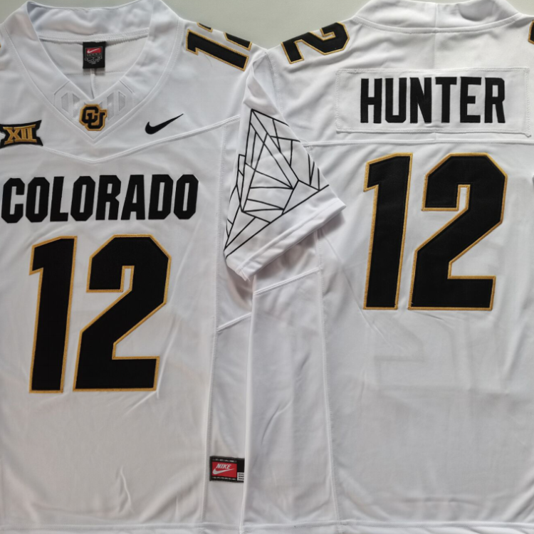 COLORADO BUFFALOES White #12 HUNTER Stitched Jersey