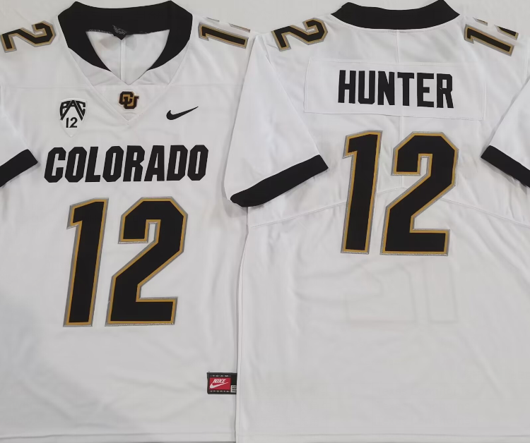 COLORADO BUFFALOES White #12 HUNTER Stitched Jersey