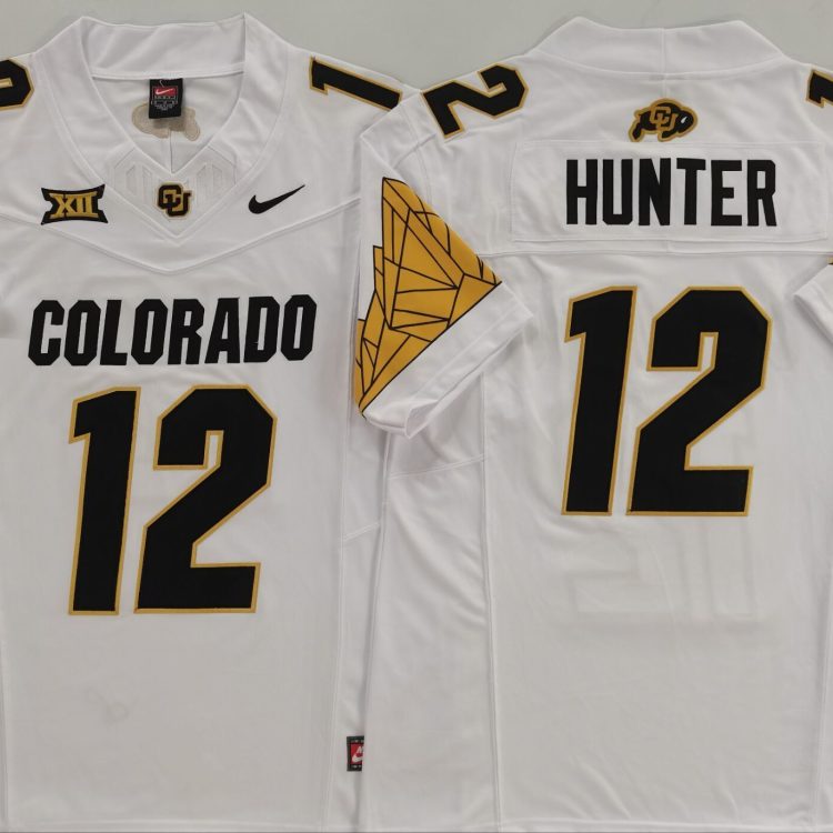 COLORADO BUFFALOES White #12 HUNTER Stitched Jersey
