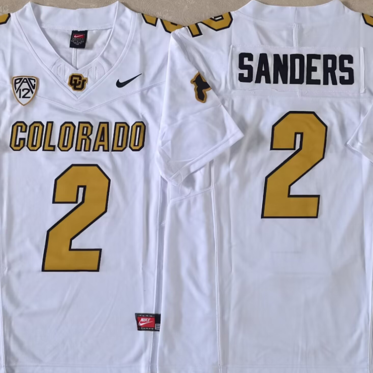 COLORADO BUFFALOES White #2 SANDERS Stitched Jersey