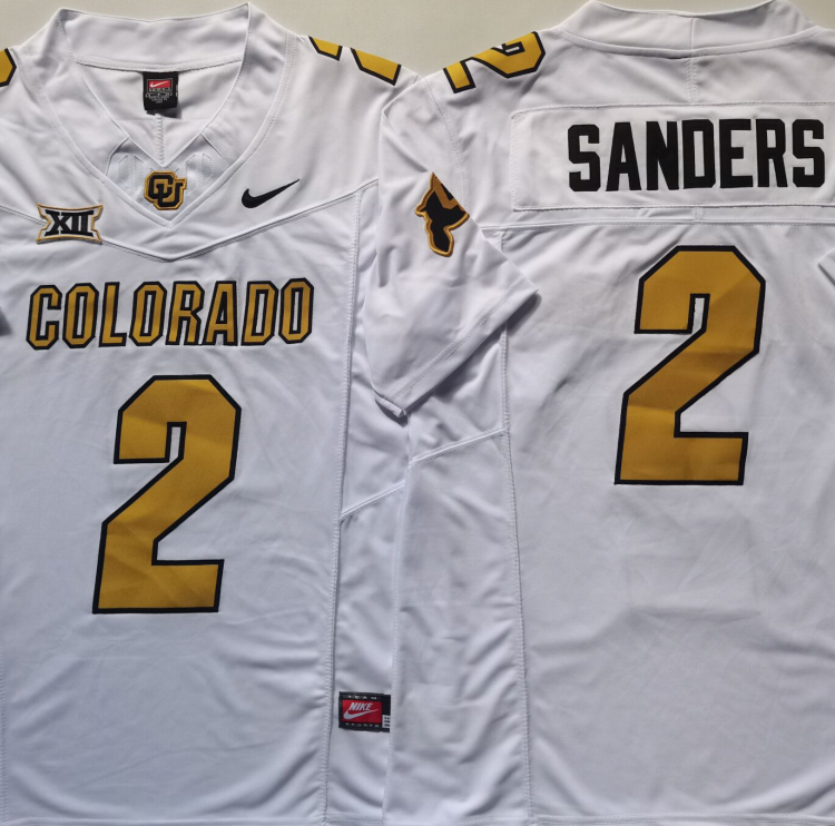 COLORADO BUFFALOES White #2 SANDERS Stitched Jersey