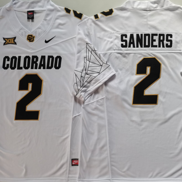 COLORADO BUFFALOES White #2 SANDERS Stitched Jersey