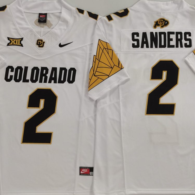 COLORADO BUFFALOES White #2 SANDERS Stitched Jersey