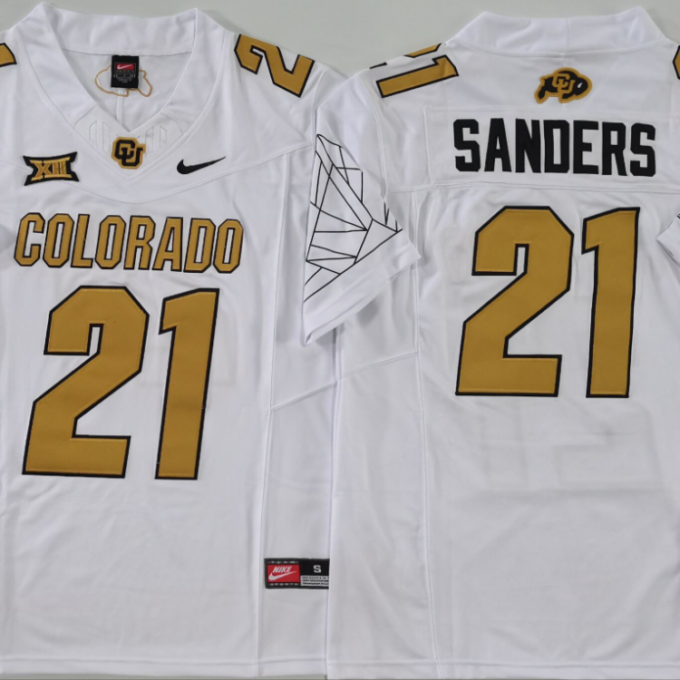 COLORADO BUFFALOES White #21 SANDERS Stitched Jersey