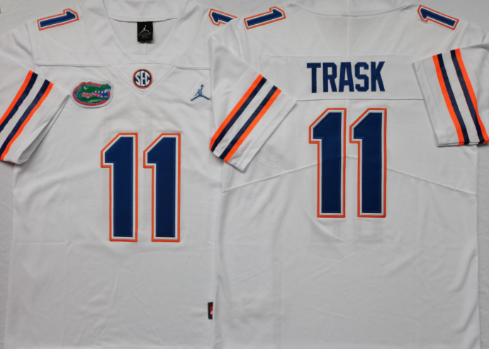 Florida Gators White #11 TRASK Stitched Jersey