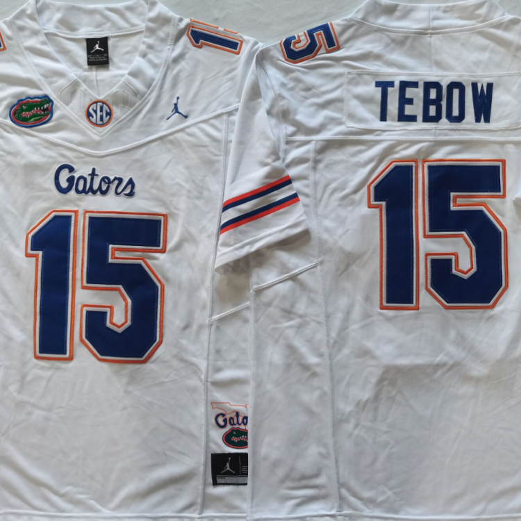 Florida Gators White #15 TEBOW Stitched Jersey