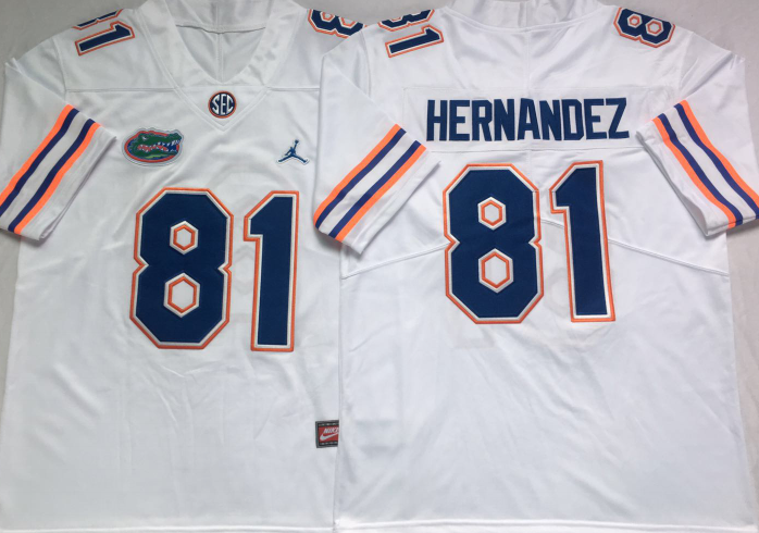 Florida Gators White #81 HERNANDEZ Stitched Jersey